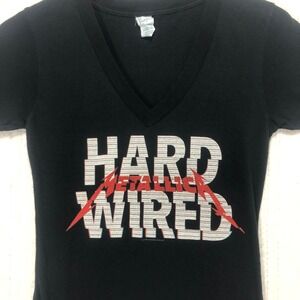 Metallica Hardwired Band T-Shirt Womens Small Black V-Neck Graphic Tee Pacific